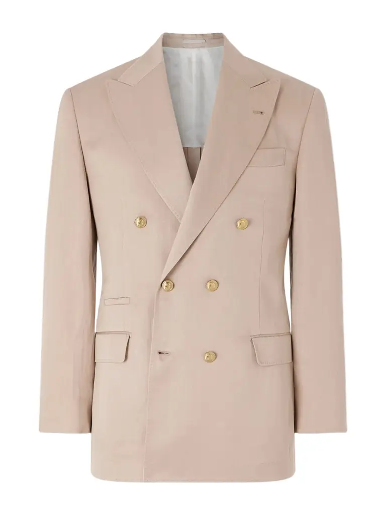 Brunello Cucinelli Double-Breasted Silk and Linen-Blend Twill Blazer - Men