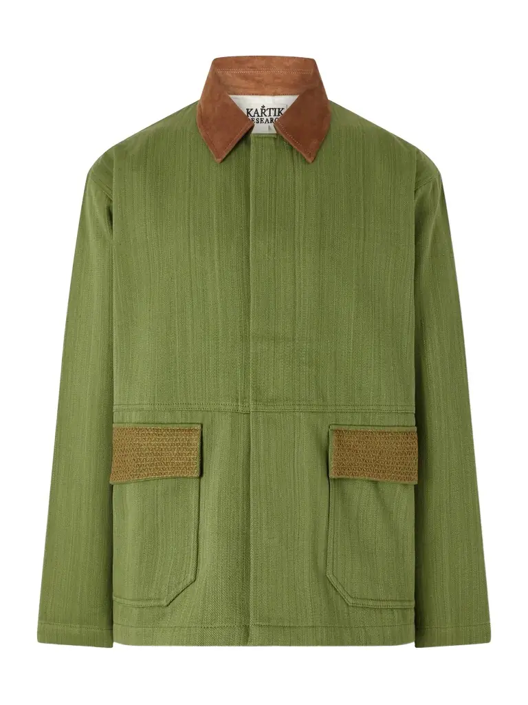 Kartik Research Jodhpur Embroidered Suede-Trimmed Cotton Jacket - Men