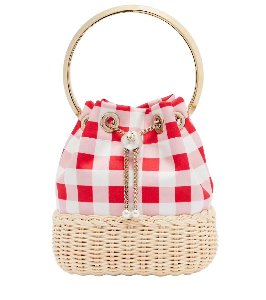 Jimmy Choo Bon Bon Small gingham bucket bag
