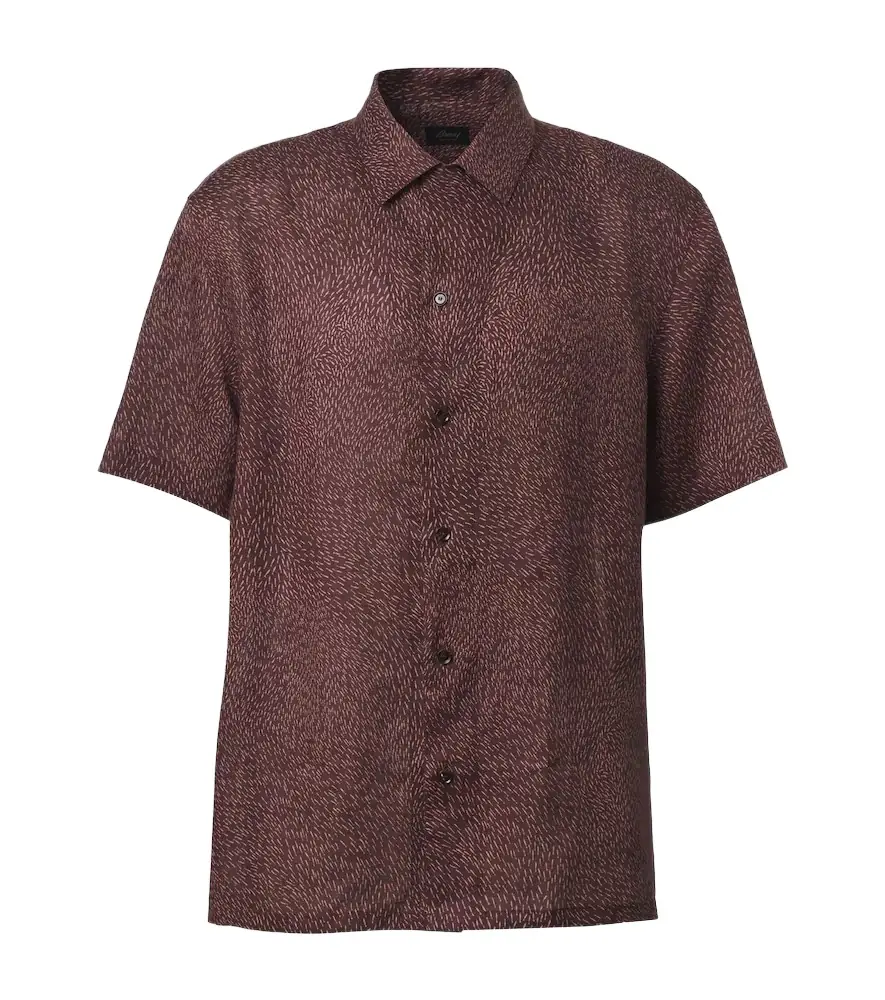 Brioni Printed linen bowling shirt