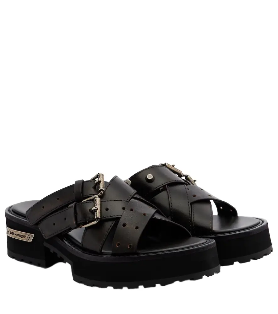 Balenciaga Venom leather platform mules