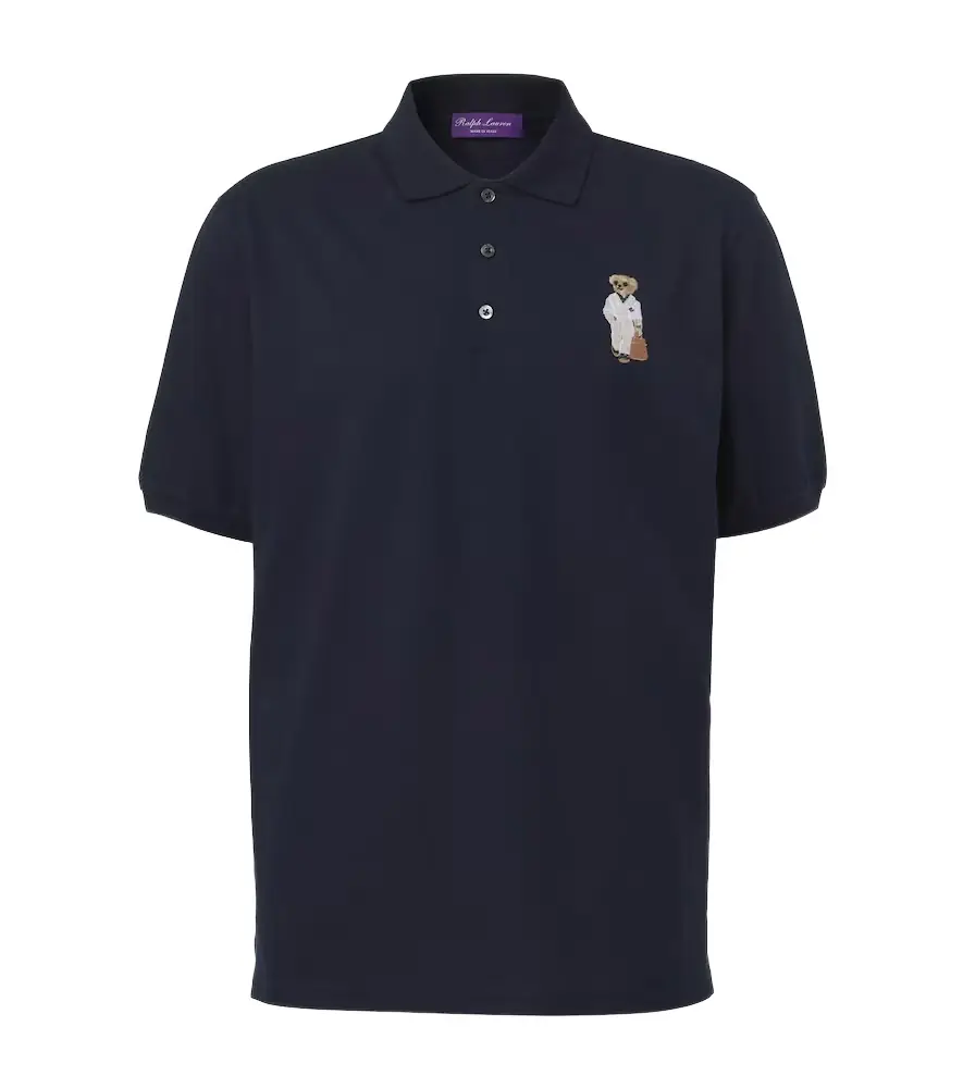 Ralph Lauren Purple Label Embroidered cotton and cashmere polo shirt