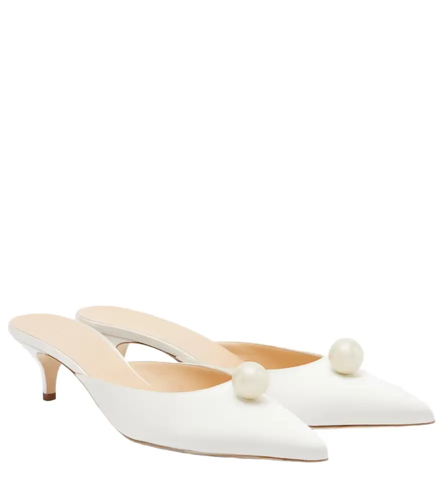 Magda Butrym Faux pearl satin mules