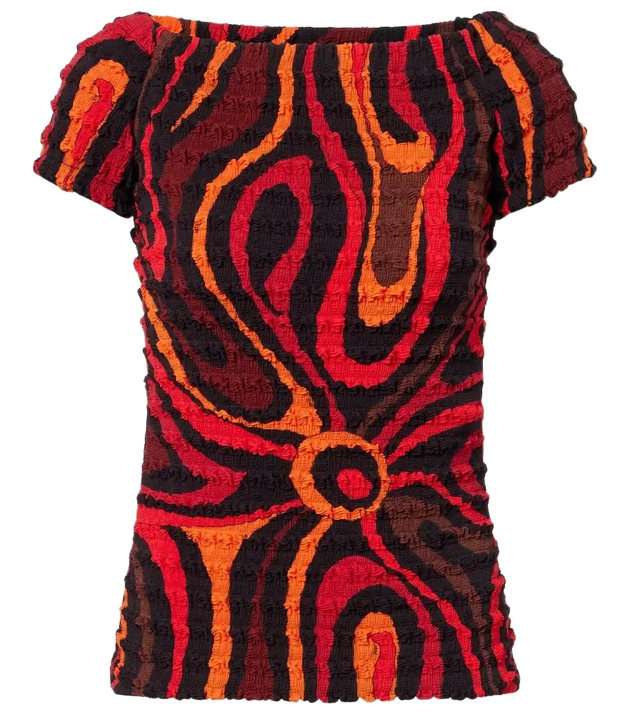 Pucci Marmo off-shoulder smocked crop top