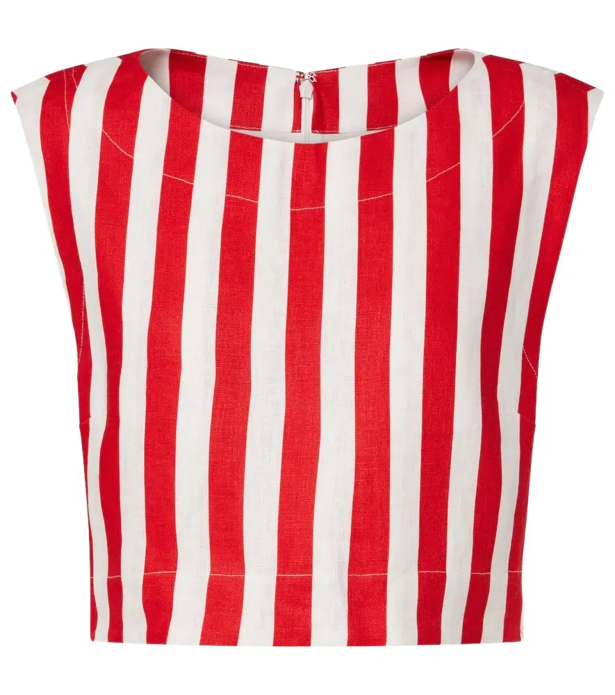 Posse Martina striped linen crop top