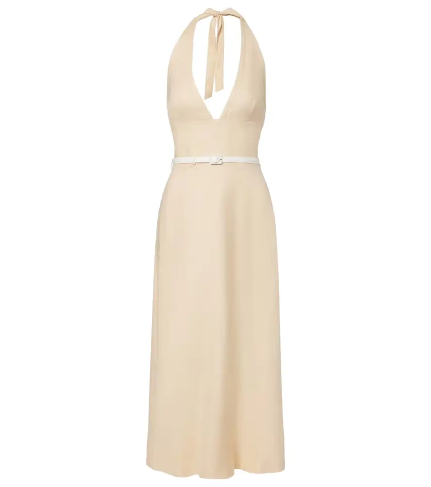 Posse Pamela halterneck linen midi dress