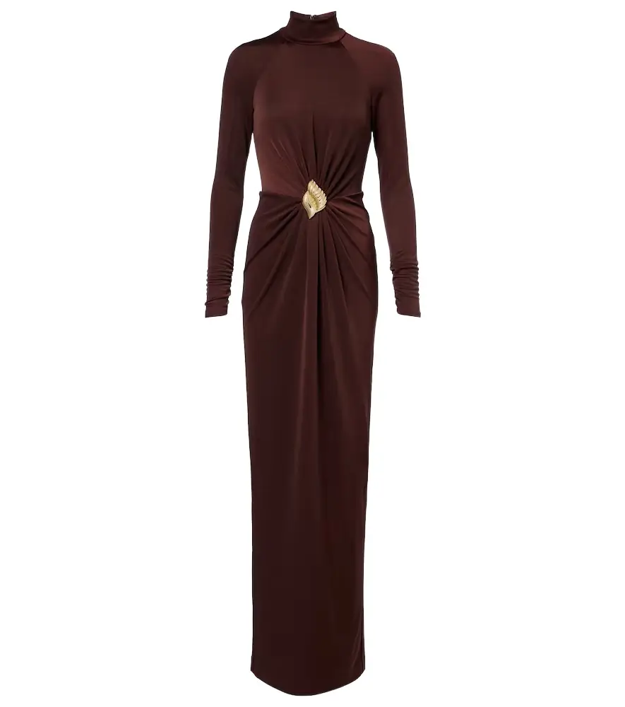 Rebecca Vallance Embellished gathered jersey gown
