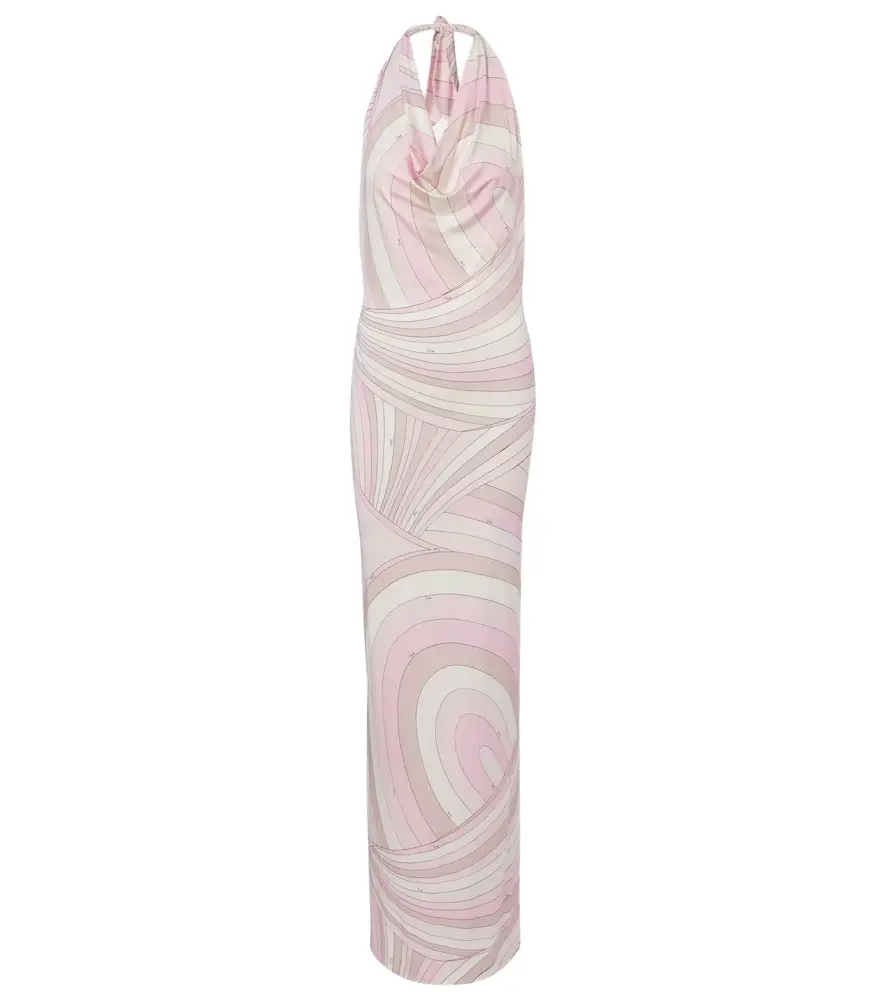 Pucci Iride halterneck satin jersey maxi dress