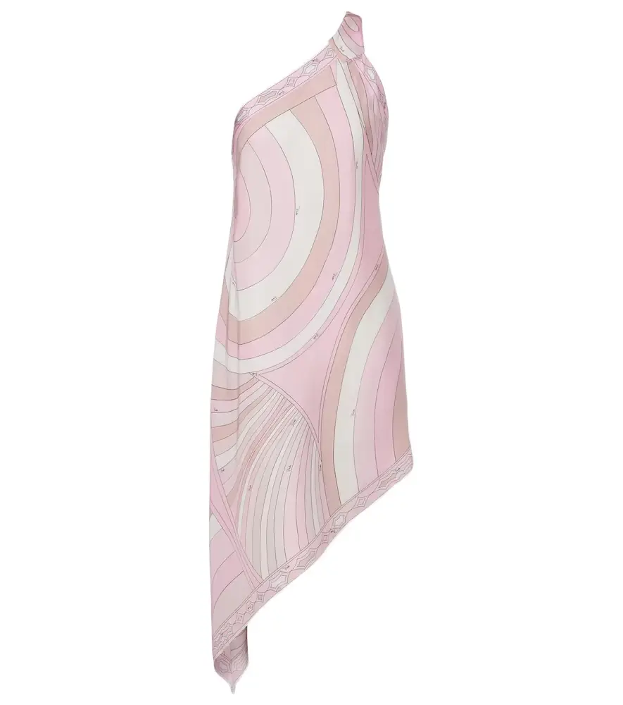 Pucci Iride asymmetric silk twill midi dress