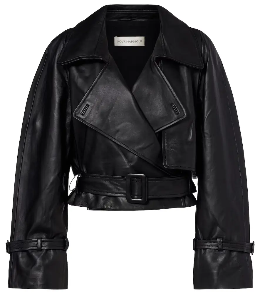 Nour Hammour Hatti cropped leather jacket