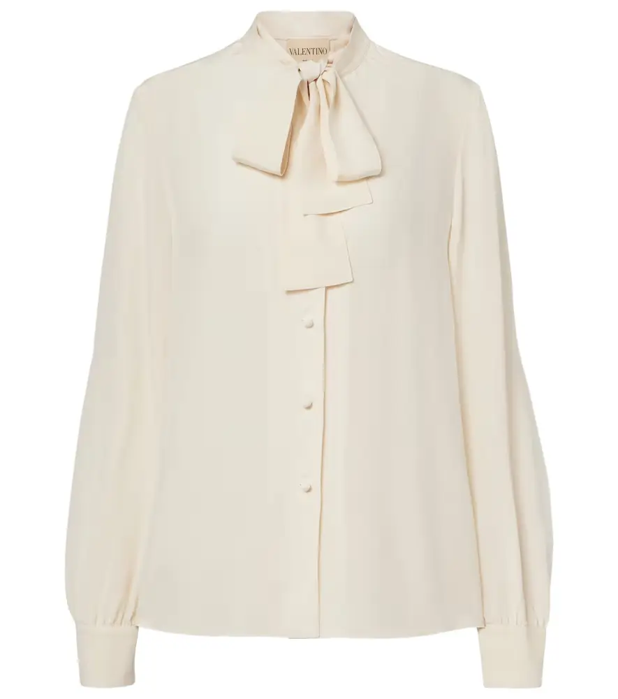Valentino Tie-neck silk crêpe de chine blouse