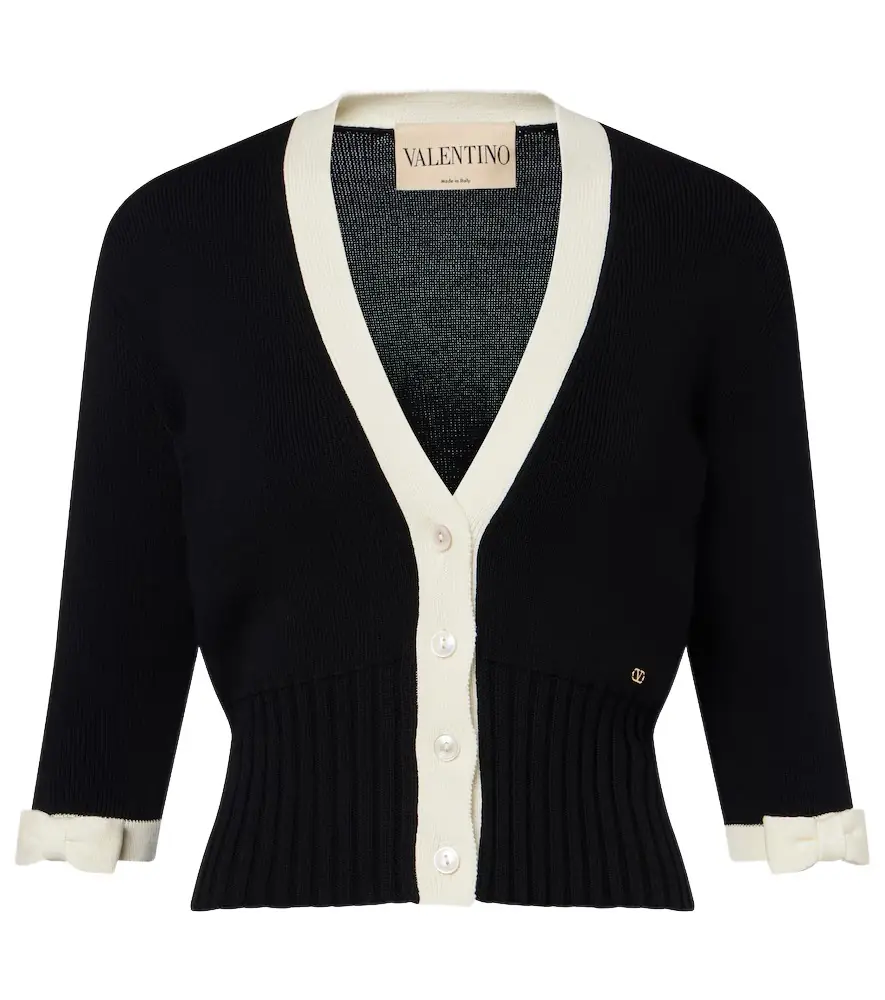 Valentino Bow-detail cotton cardigan