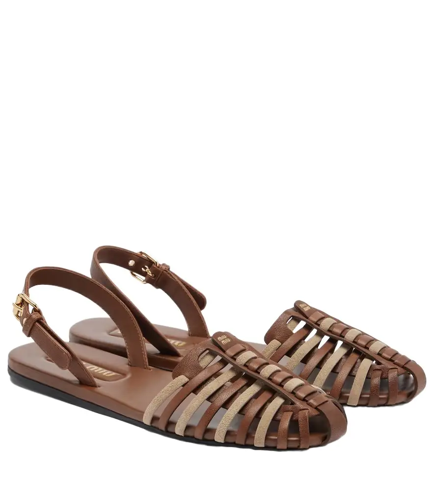 Miu Miu Leather and suede fisherman sandals