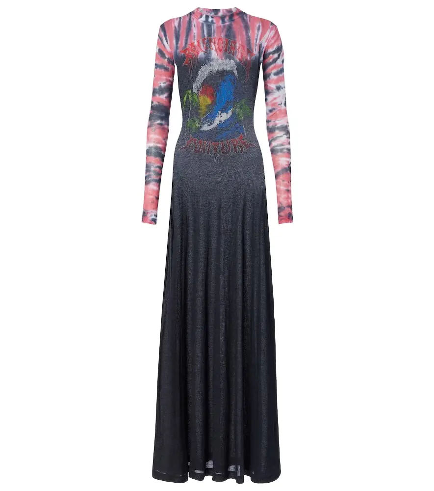Balenciaga Printed tie-dye cotton-blend jersey maxi dress