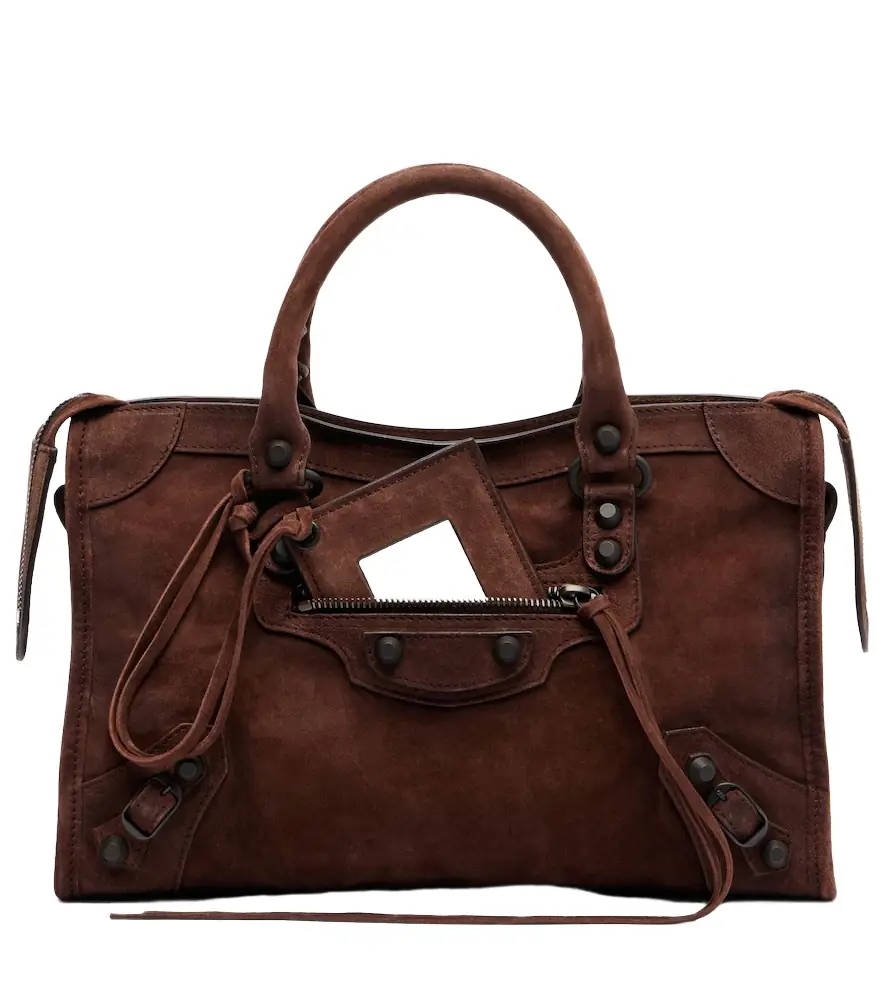 Balenciaga Le City Small suede top-handle bag
