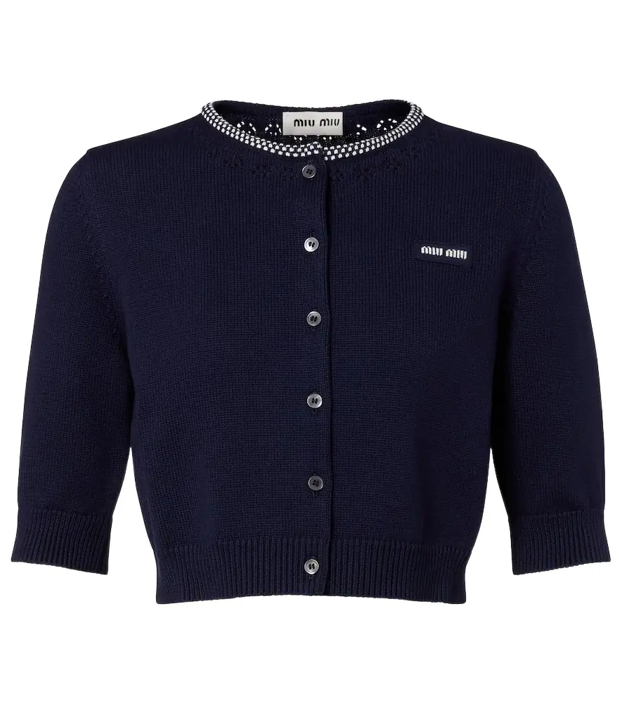 Miu Miu Logo cropped cotton cardigan