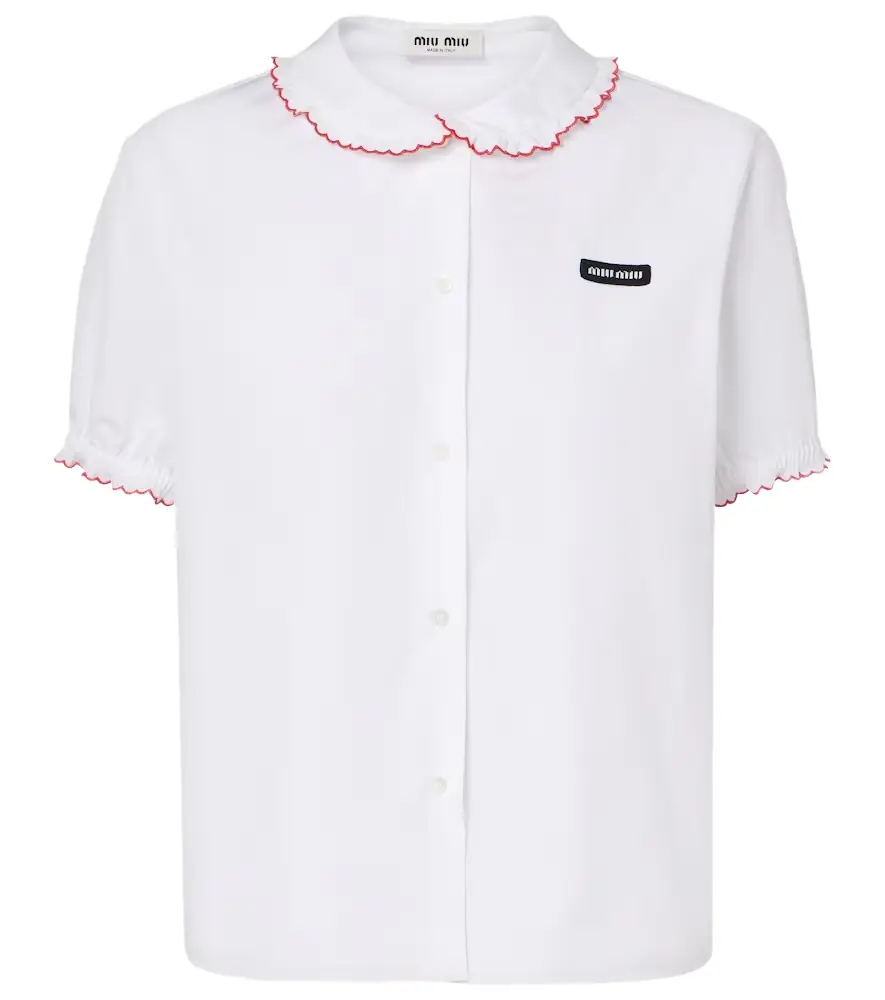 Miu Miu Scalloped cotton poplin shirt