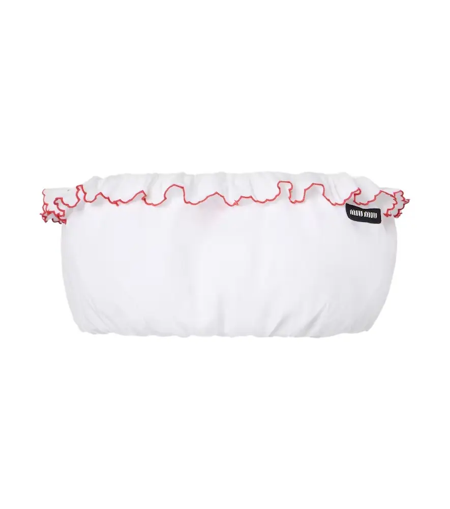 Miu Miu Scalloped cotton poplin bandeau top