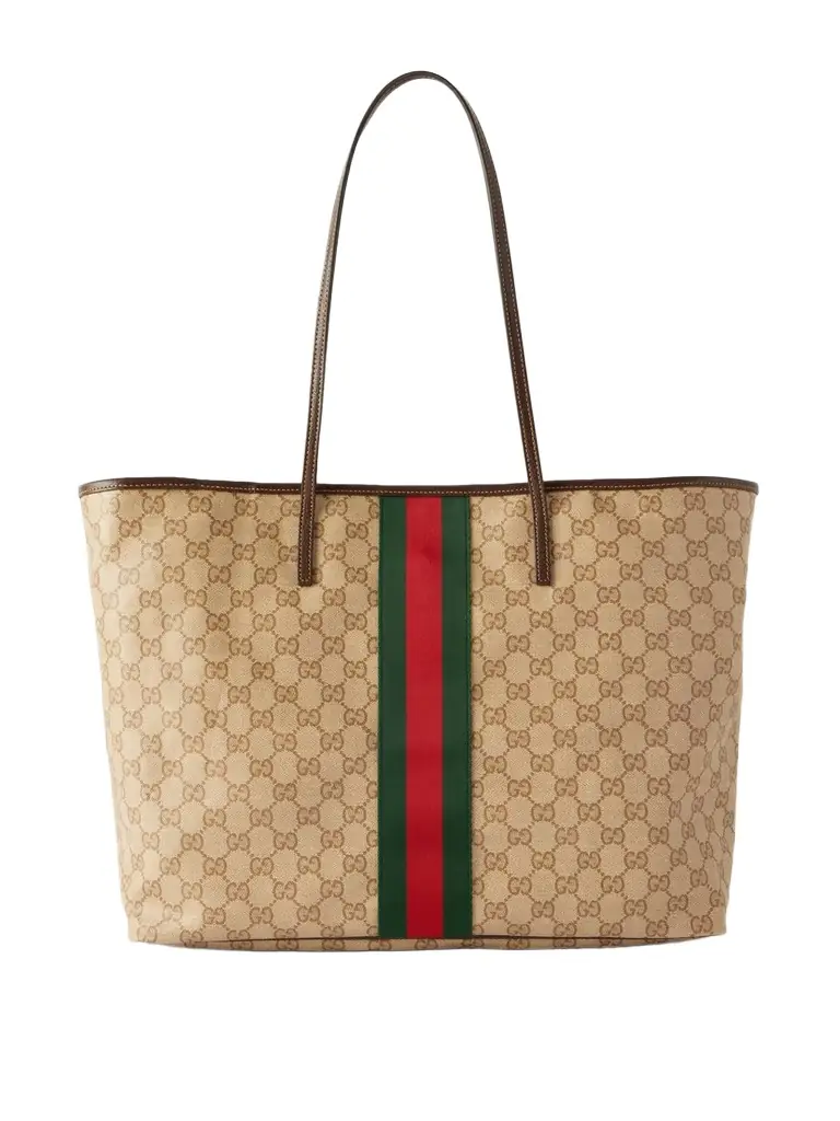 Gucci Leather-trimmed Coated Canvas-jacquard Tote
