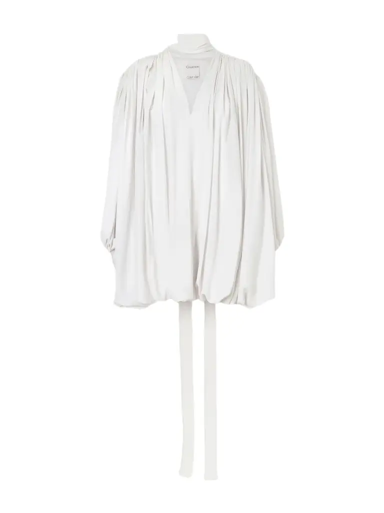Calvin Klein Collection Allegra Belted Silk Crepe De Chine