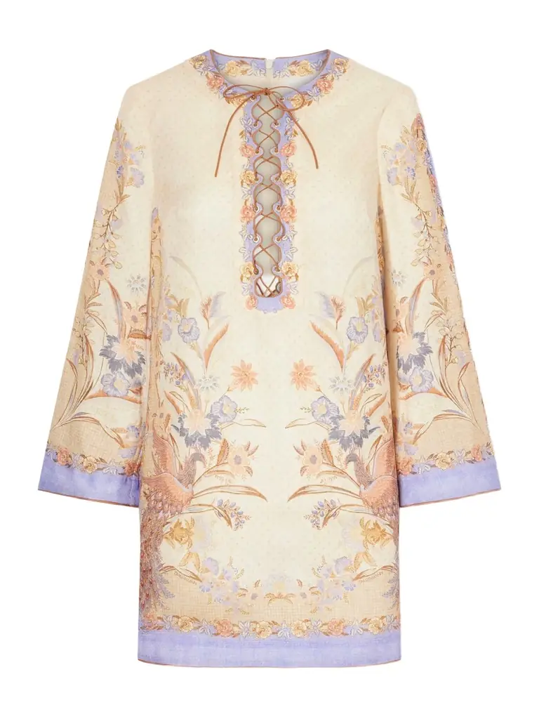 Zimmermann Indra Printed Linen Mini Dress