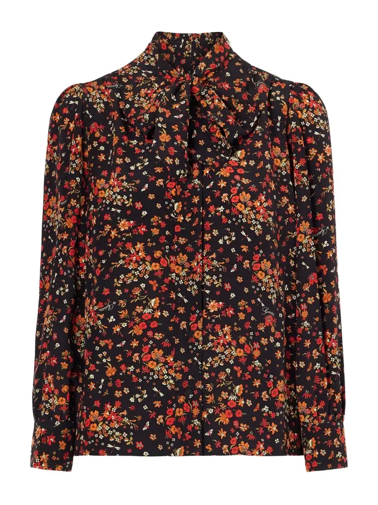 Gucci Floral-print Silk-crepe Shirt