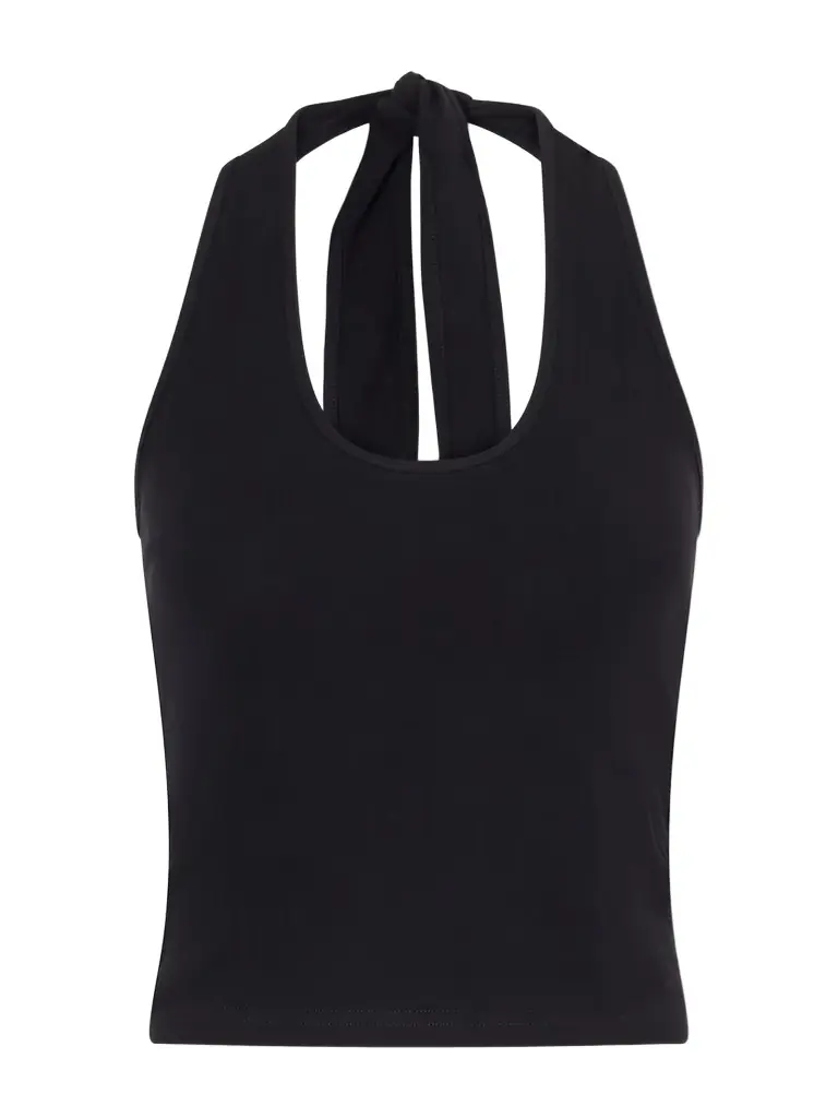 Matteau Tie-detailed Cotton-jersey Halterneck Tank