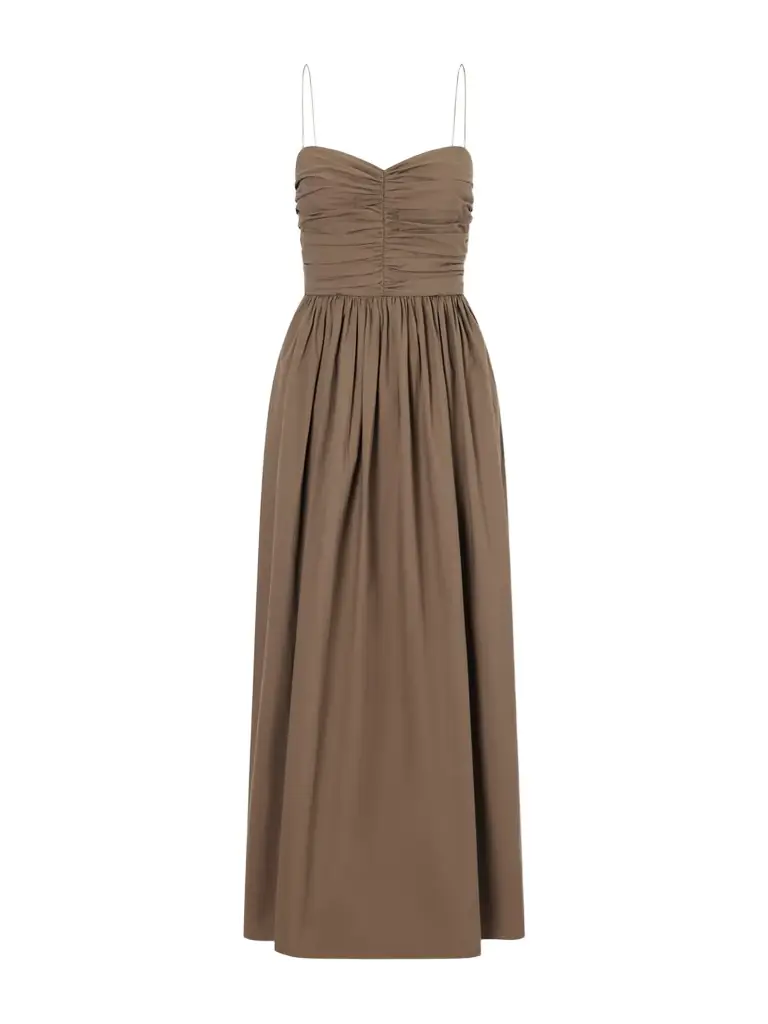 Matteau Gathered Organic Cotton-poplin Midi Dress