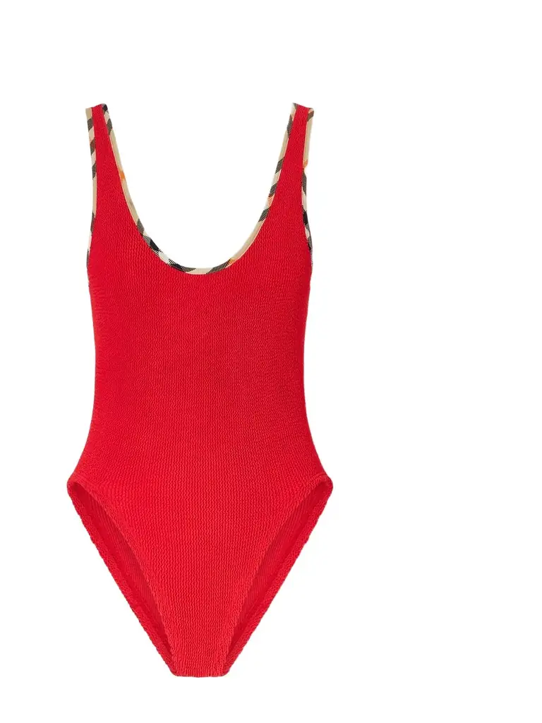 Burberry + Hunza G Faye Checked Original Crinkle™ Swimsuit