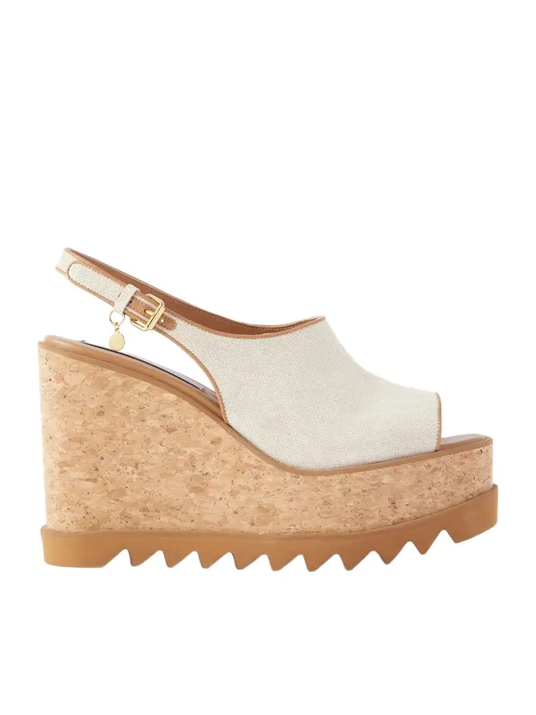 Stella McCartney Sneakelyse Canvas Slingback Platform Wedge Sandals