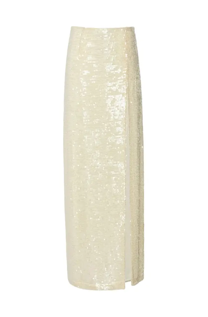 LAPOINTE Sequin High Waist Slit Skirt