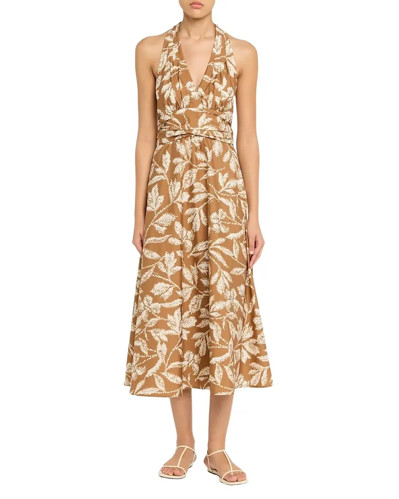 Max Mara Botanical-Print Halter Midi Dress