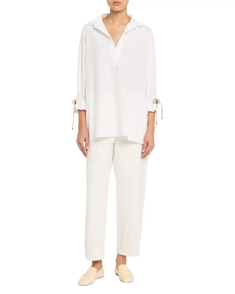 Max Mara Raglan-Sleeve Cotton Poplin Blouse