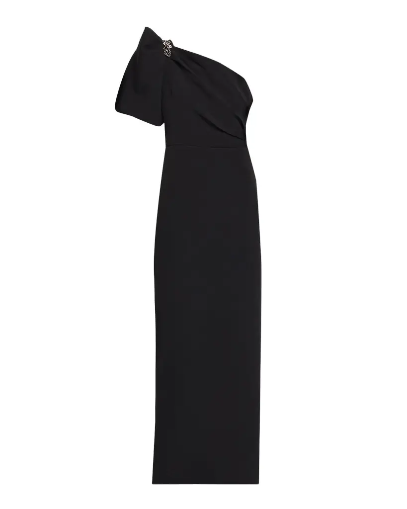 Shoshanna Perla One-Shoulder Stretch Crepe Gown