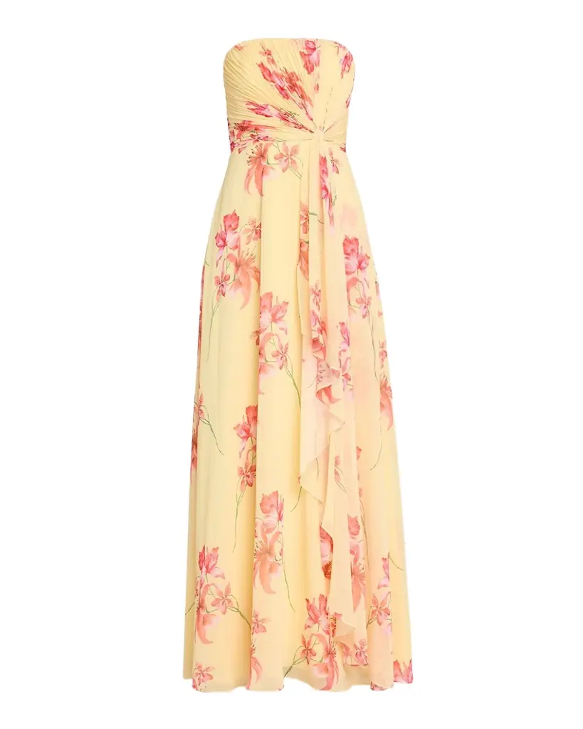 As It May Isabella Strapless Draped Chiffon Gown