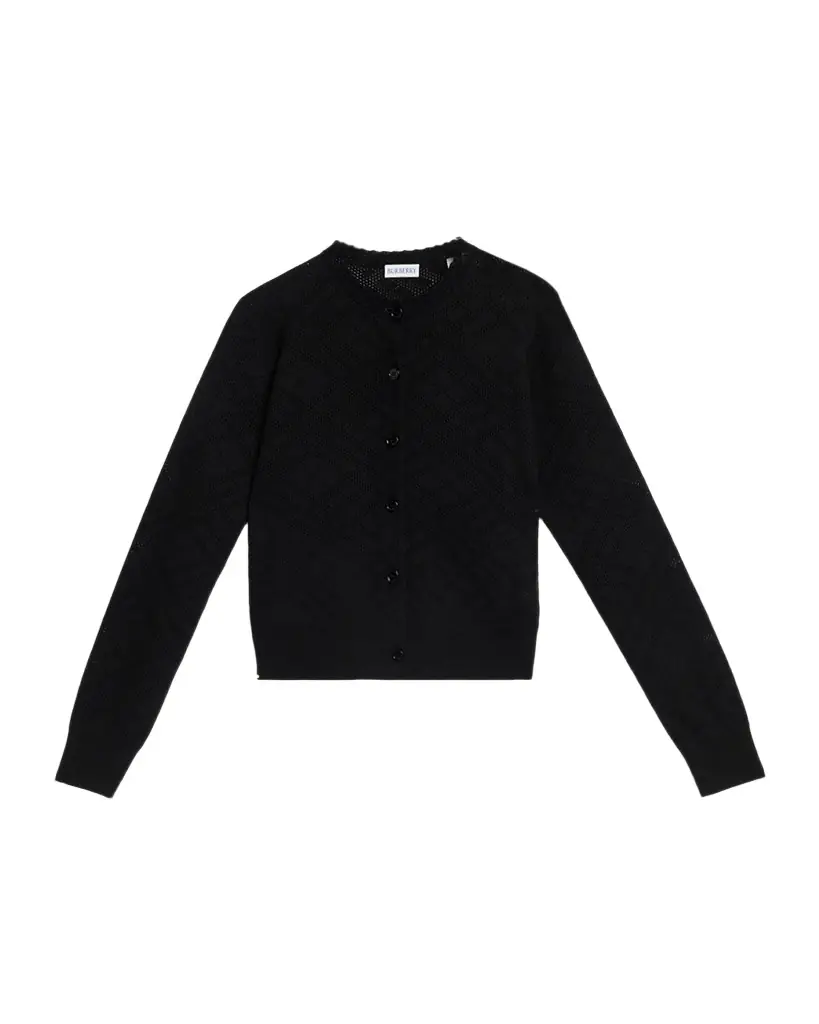 Burberry Pandora Check-Knit Wool-Silk Cardigan