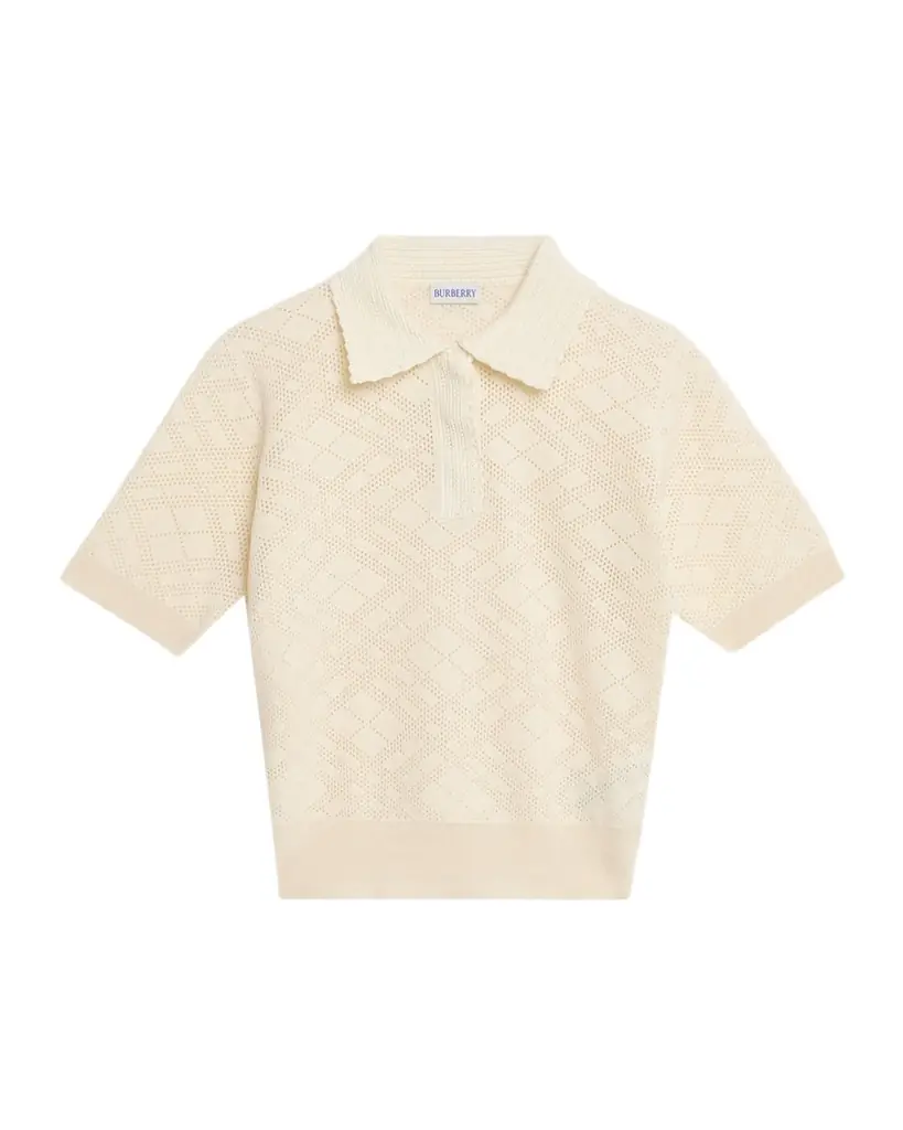 Burberry Petra Check-Knit Wool-Silk Polo Shirt