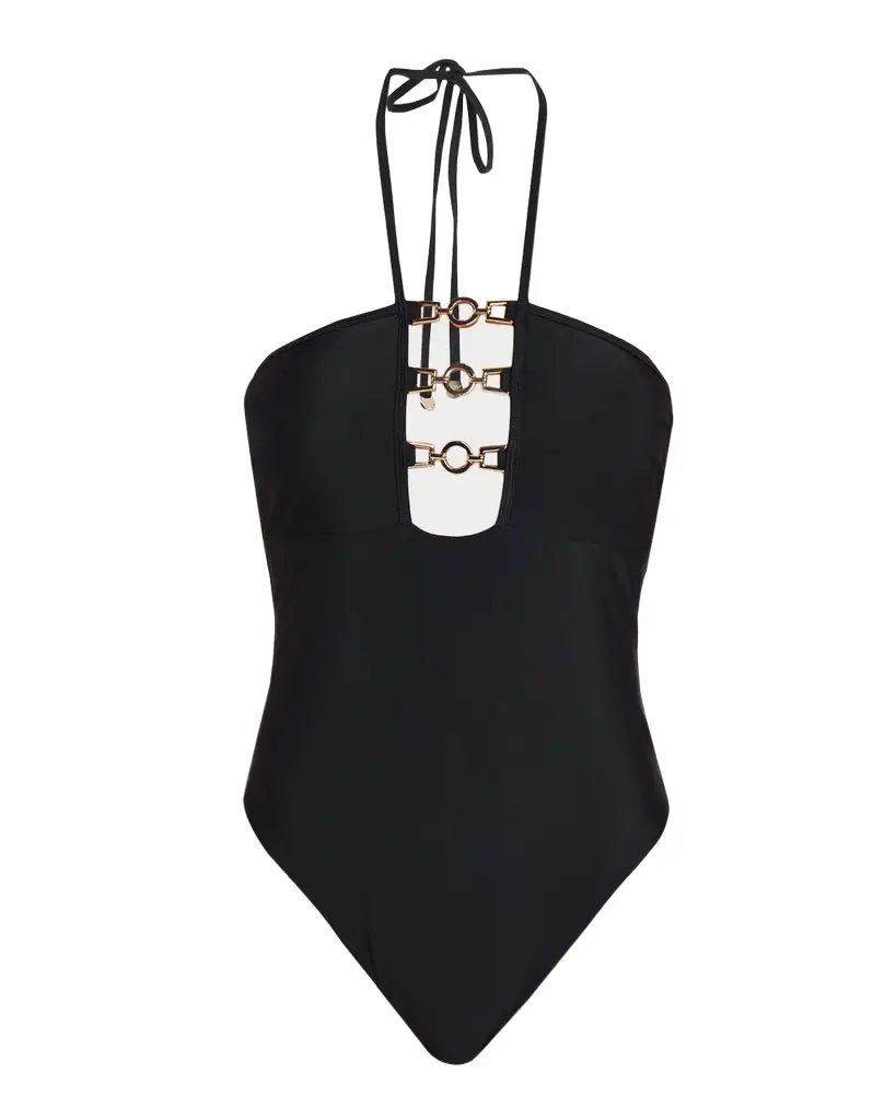 Ramy Brook Lorena Chain Halter One-Piece Swimsuit
