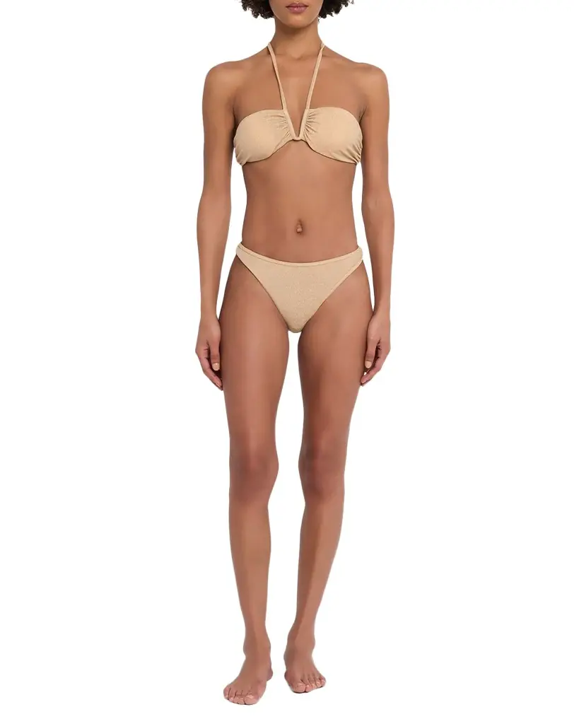 Ramy Brook June Metallic Halter Bikini Top