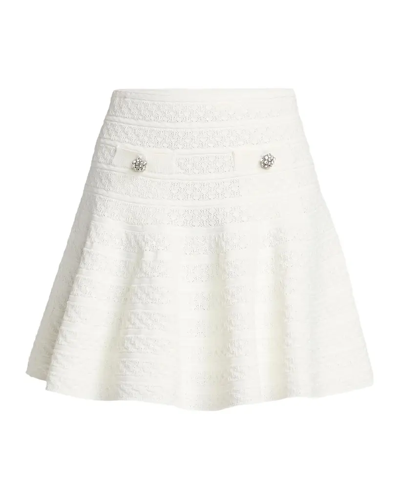 Self-Portrait Pointelle Knit Mini Skirt