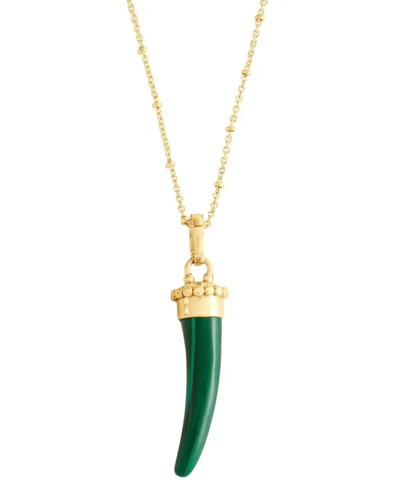 Anabel Aram Jewelry Milos Stone Horn Charm, Malachite