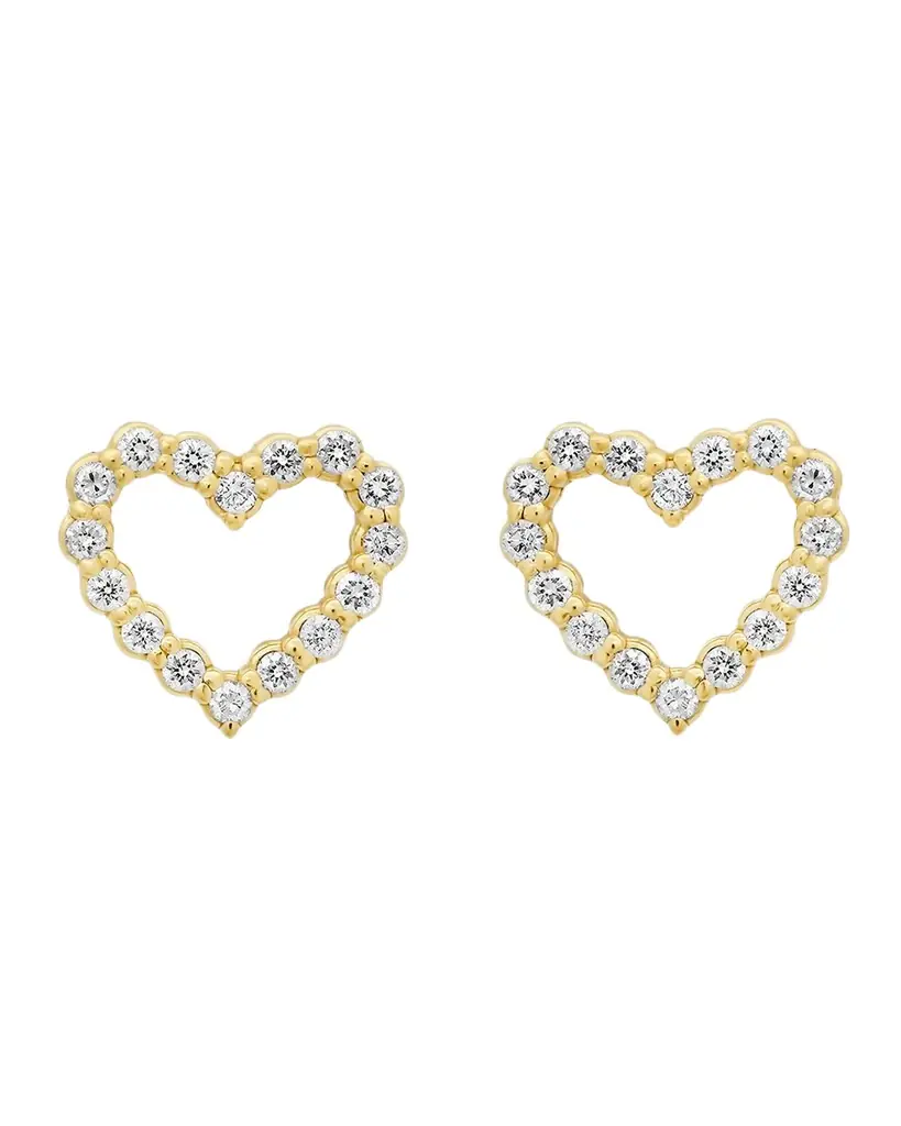 Jennifer Meyer 18K Diamond Open Heart Stud Earrings