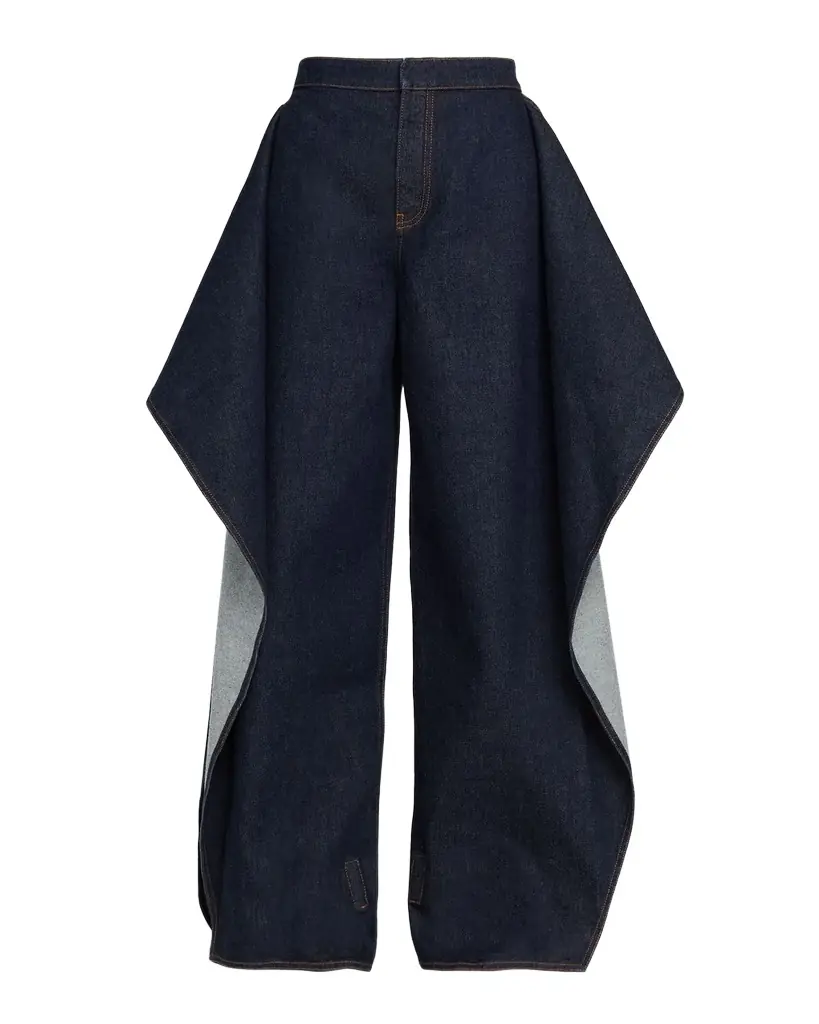 ALAIA Ruffle Flap Wide-Leg Denim Pants