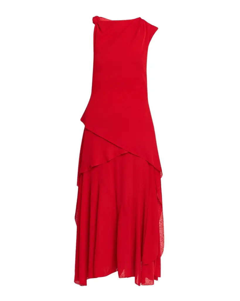 Ganni Draped Marl Mesh Midi Dress