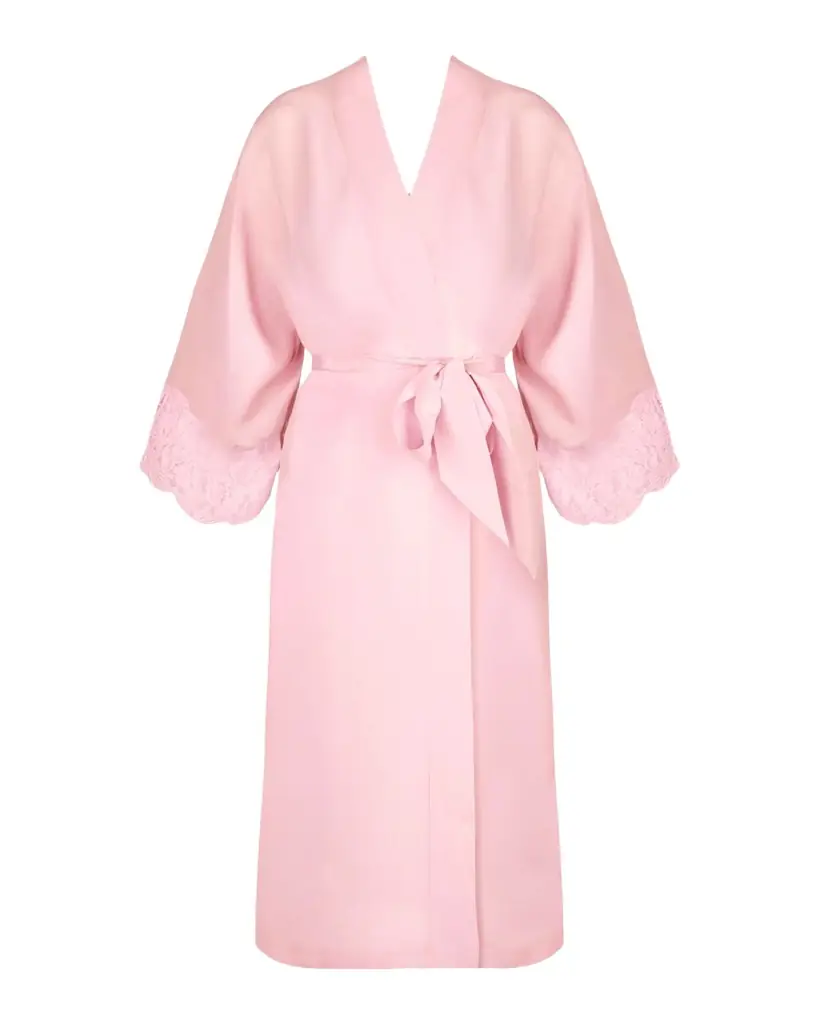 Lise Charmel Lace-Trim Silk Crepe Robe