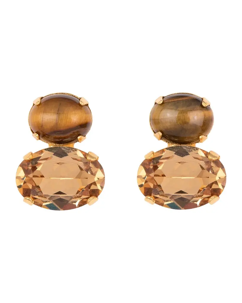 Jennifer Behr Yvette Earrings, Tigers Eye