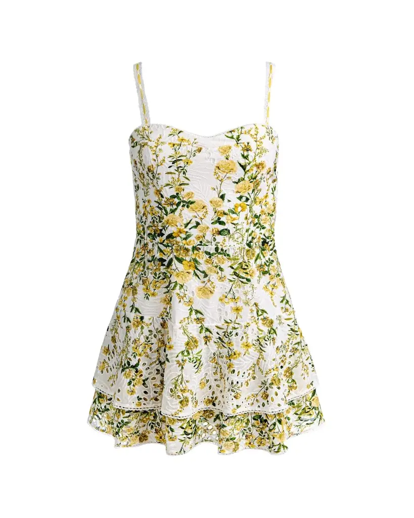 ALICE + OLIVIA Meredith Embroidered Floral Mini Dress