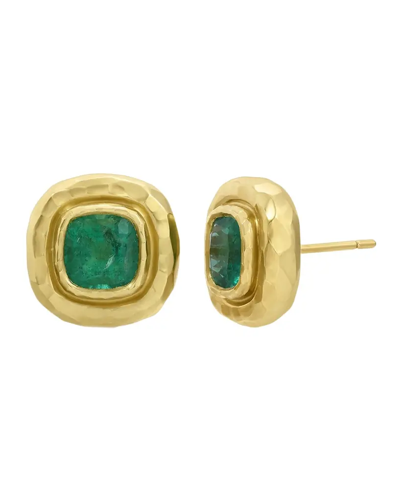 Octavia Elizabeth Double Orbit Emerald Stud Earrings