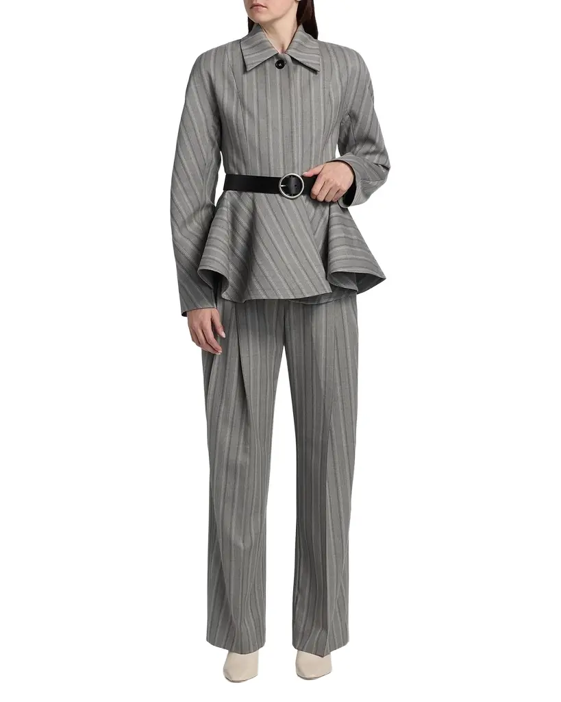 Stella McCartney Striped Wool Pleated Straight-Leg Trousers