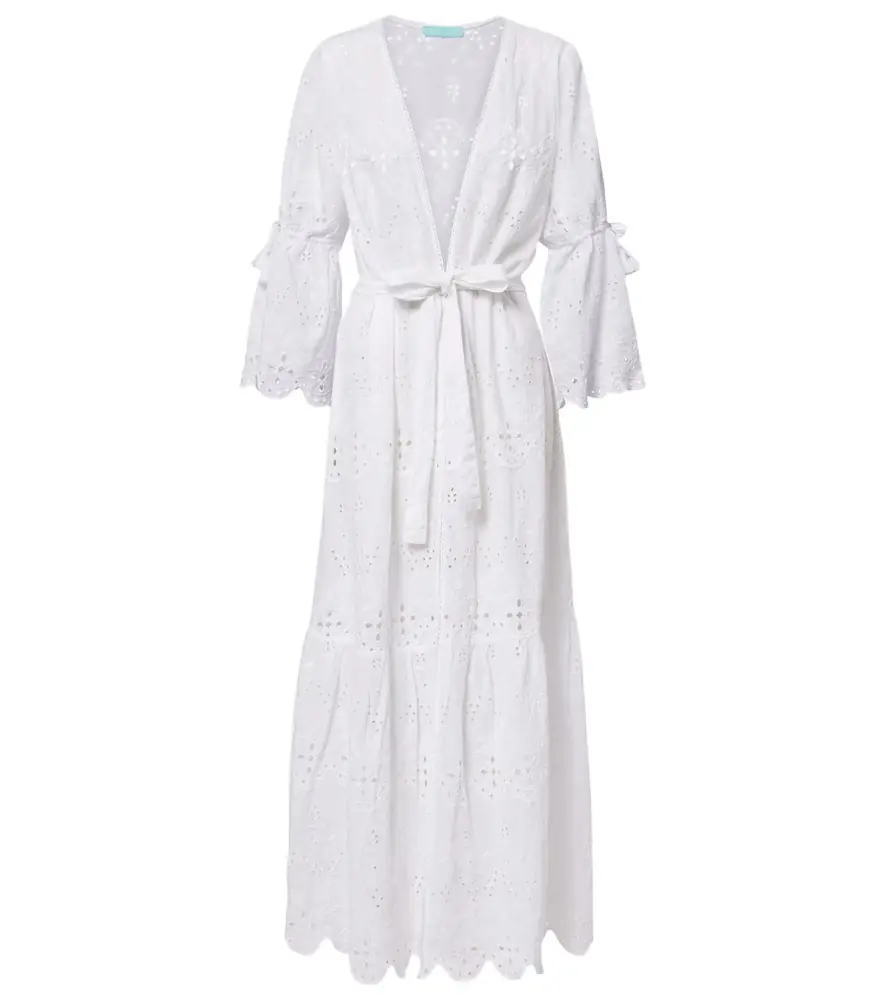 Melissa Odabash Talitha broderie anglaise belted cotton kaftan